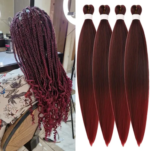 Miniatura 11 de Cabello trenzado preestirado, negro, hipoalergénico, preestirado, trenzado, sin nudos, sin picazón, suave