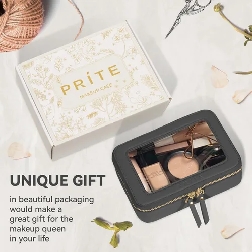 Miniatura 6 de Prite Bolsa de maquillaje transparente, estuche organizador de cosméticos, bolsa de aseo de viaje impermeable, bolsa para el cuidado de la piel