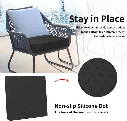 Miniatura 4 de Easy-Going - Juego de 4 fundas de cojín impermeables para patio, solo cubreasientos, 20 x 18 x 4 pulgadas, fundas de repuesto antideslizantes