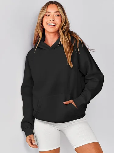 Miniatura 3 de Caracilia Sudaderas con capucha de gran tamaño para mujer, de forro polar, manga larga, con bolsillos, ropa de moda para otoño 2024