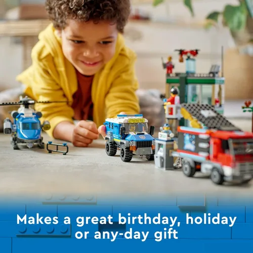 Miniatura 6 de LEGO City Police Chase 60317 Banco con helicóptero, dron y 2 camiones de juguetes para niños de 7 años de edad, juegos de construcción de la serie