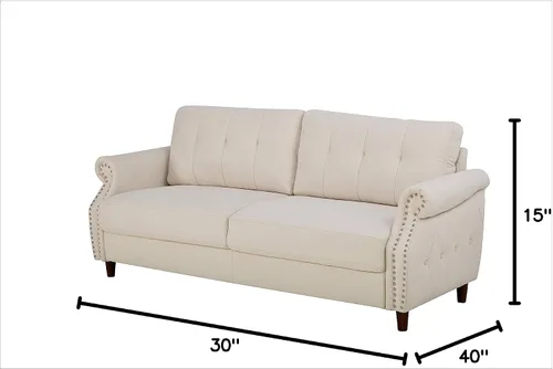 Miniatura 2 de Container Furniture Direct Tapizado ultra moderno con botones capitoné en la parte trasera con brazos enrollados para sala de estar, galleta