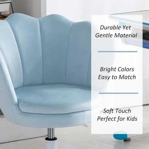 Miniatura 4 de Silla de escritorio de terciopelo para niños, bonita silla de computadora moderna tapizada, con brazo giratorio, silla de tocador ajustable