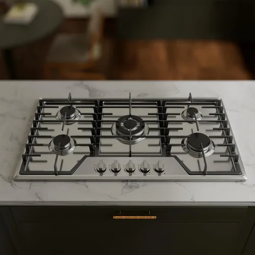 Miniatura 2 de Placa de cocina de gas de 36 pulgadas con 5 quemadores sellados, estufa empotrable de acero inoxidable con rejillas de hierro fundido aptas