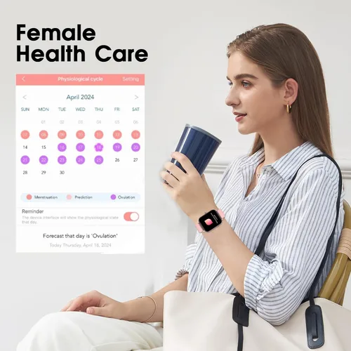 Miniatura 6 de Reloj inteligente para mujer (respuesta/hacer llamada): rastreador de fitness impermeable de 1.85 pulgadas con presión arterial de 24 horas de Rosa