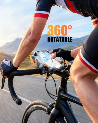 Miniatura 7 de Zewdov Soporte para teléfono de bicicleta con abrazadera fuerte, [Bloqueo de 1s], soporte de teléfono para motocicleta, [Giratorio de 360°], soporte