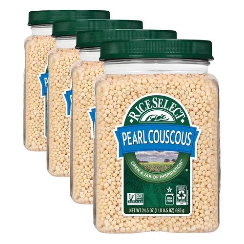 Miniatura 8 de RiceSelect Cuscús Perla con Cúrcuma, Pasta de Cuscús de Trigo Estilo Israelí, Sin GMO, Frasco de 21 onzas, (Paquete de 1)