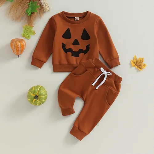 Miniatura 3 de Hoanselay Conjunto de sudadera de manga larga con capucha y pantalones de otoño e invierno para bebé niño