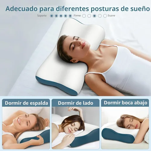 Miniatura 6 de Almohada cervical para el alivio del dolor, almohadas de espuma viscoelástica con contorno para dormir, almohada ergonómica ortopédica de Blanco