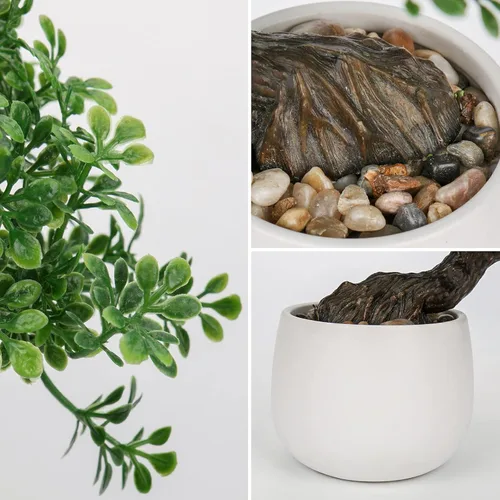 Miniatura 5 de DILATATA Árbol bonsái artificial de enebro zen, planta bonsái de 9 pulgadas de alto, árboles bonsái artificiales con maceta de cerámica blanca