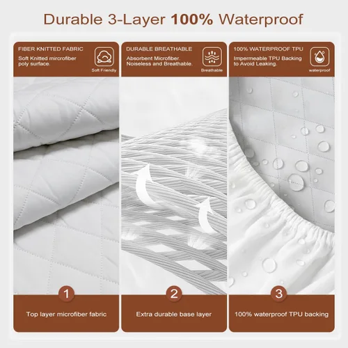 Miniatura 3 de Funda de colchón, funda de colchón impermeable, tamaño completo, ultrasuave y transpirable, lavable a máquina, adecuada para el hogar, dormitorio