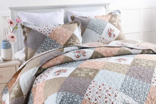 Miniatura 2 de Travan Juego de Edredón de 3 Piezas Tamaño King Colcha Acolchada Ligera Juego de Cubrecama Reversible con Estampado Floral Juego de Ropa de Cama