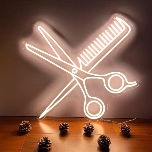 Miniatura 2 de Letrero de neón de tijeras para negocios, brillo ajustable, para fiestas, bares, salones, tiendas, tiendas, hotel, decoración de pared con cadena