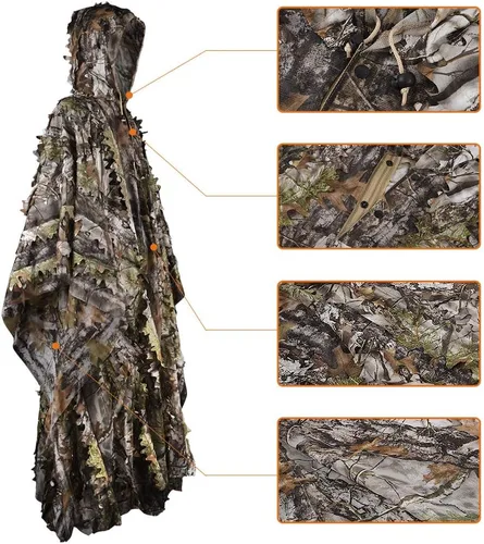 Miniatura 3 de LOOGU Traje de caza Ghillie, traje de camuflaje frondoso 3D, accesorios militares y de tiro, ropa de equipo táctico