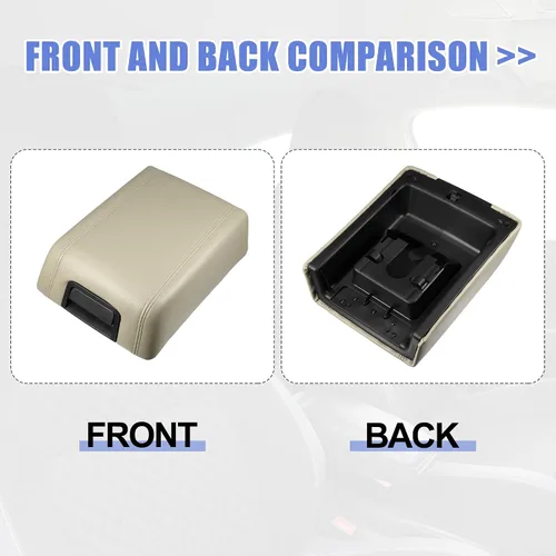 Miniatura 6 de X AUTOHAUX Tapa de consola central de automóvil, funda de asiento para Ford F-150 2004-2008, funda para reposabrazos de piel sintética, color beige