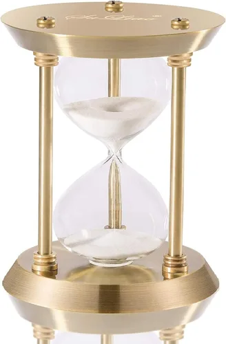 Miniatura 10 de SuLiao Reloj de arena con temporizador de arena de 1 minuto, reloj de arena de latón pequeño de 1 minuto, reloj retro de arena negra, reloj vintage