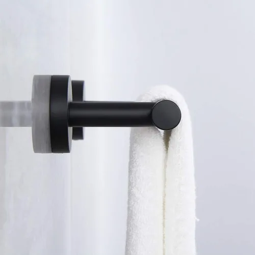 Miniatura 4 de kimzcn Toallero de mano negro mate de 9 pulgadas SUS 304 de acero inoxidable para montaje en pared de baño