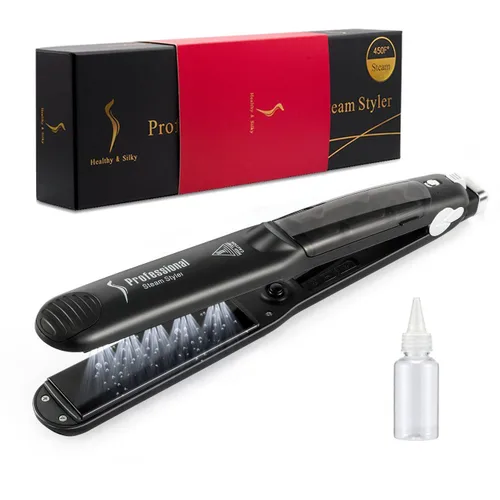 Plancha de pelo profesional de turmalina de cerámica 2 en 1, plancha de pelo ajustable 300-450F, calor de salón, 110-220 V de doble voltaje, color