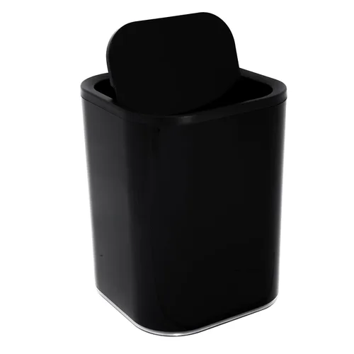 Miniatura 10 de Bath Bliss Paquete de 2 cubos de basura acrílicos de 8 L Dimensiones: 7.5 x 7.5 x 10 pulgadas Blanco Contemporáneo Tapa oscilante 8 litros