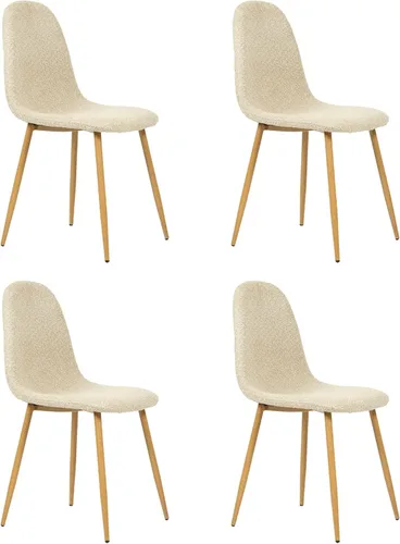 COZYCASA Juego de 4 sillas de comedor, estilo moderno de mediados de siglo, sillas auxiliares de comedor con patas de metal, cómodas para cocina,