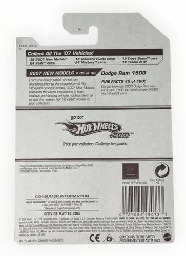 Miniatura 2 de Hot Wheels 2007 Nuevos modelos #5 Dodge Ram Red 1500 #2007-5 Coche coleccionista coleccionable