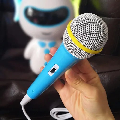 Miniatura 6 de Micrófono con cable, micrófono dinámico de 0.138 in, conector ligero, sin batería, para niños, máquina de cantar para el hogar (azul), tamaño libre