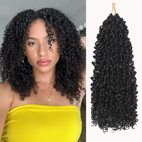 Miniatura 8 de Pelo de ganchillo Yanky Twist de 10 pulgadas para mujeres negras, 7 paquetes de cabello corto bohemio con extremos rizados, cabello sintético rizado