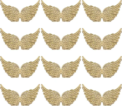 NUOBESTY Parches de alas de ángel para manualidades, accesorios para el cabello, 12 unidades (dorado)