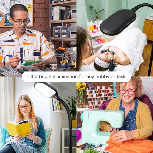 Miniatura 6 de Brightech Litespan - Lámpara de Pie LED Brillante para Lectura Sobre Silla, Manualidades y Lectura, Luz de Esteticista para Extensiones de Pestañas