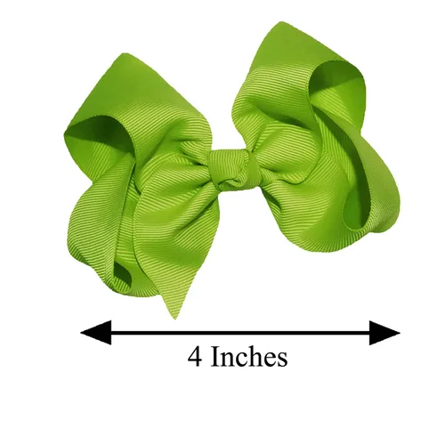 Miniatura 3 de WEBB DIRECT2U Juego de dos lazos para el pelo de grogrén sólido de 4 pulgadas, pinzas de cocodrilo, color verde manzana