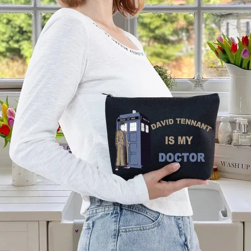 Miniatura 6 de LEVLO Bolsa de maquillaje cosmética con diseño de David Tennant, regalo para fanáticos de David Tennant Is My Doctor - Bolsa de maquillaje