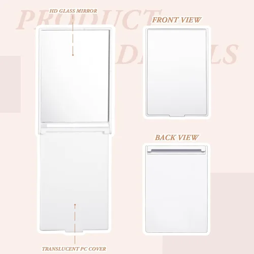 Miniatura 3 de Queekay 16 piezas de 2 x 3 x 0.2 pulgadas, pequeño espejo plegable de maquillaje a granel, portátil, plegable, rectangular, compacto, de pie, espejo