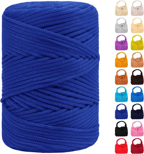 Miniatura 37 de Cordón de macramé de poliéster de 0.118 in x 185 yardas, cordón trenzado de macramé, bolsa de ganchillo, hilo de poliéster para ganchillo, bolsa
