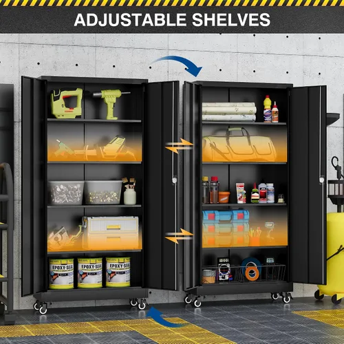 Miniatura 4 de Fesbos Armario de almacenamiento de metal, archivadores de acero de 36 pulgadas de alto con puertas con cerradura y estantes ajustables, gabinete