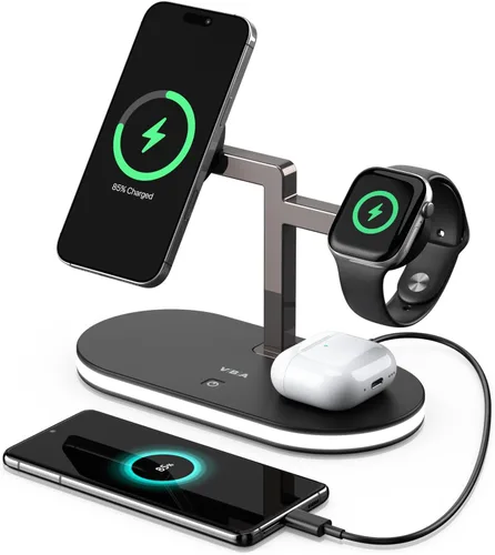 Miniatura 9 de VBA Estación de carga inalámbrica 4 en 1 para cargador Apple MagSafe, soporte de cargador inalámbrico magnético de carga rápida con luz nocturna