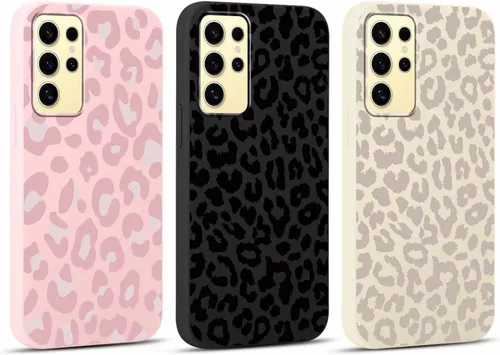 Miniatura 83 de 2 Pack Funda con lindo estampado de chita para Samsung Galaxy S22 Ultra 5G de 6.8", Fundas con patrón de leopardo de lujo, diseño de silicona suave