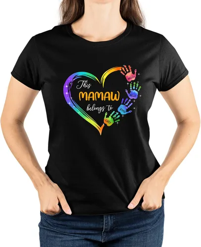 Miniatura 4 de Camisa personalizada con las manos con nombre de Mamaw Belongs to Grandchildren Regalo personalizado para el día de la madre, Navidad, cumpleaños
