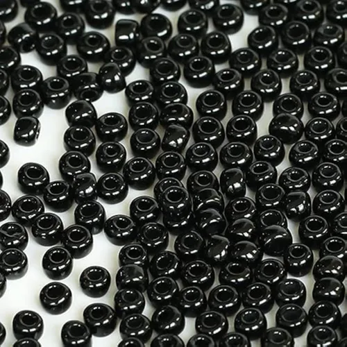 Tamaño 6/0 - Cuentas de semillas de vidrio para manualidades de 0.157 in, cuentas negras para la fabricación de joyas (en total alrededor de 3.53
