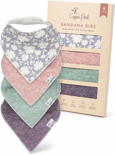 Miniatura 16 de Copper Pearl Baberos tipo bandana para bebé, paquete de 4 baberos de algodón suave para babear y dentición, absorbentes, ajuste ajustable, muchos
