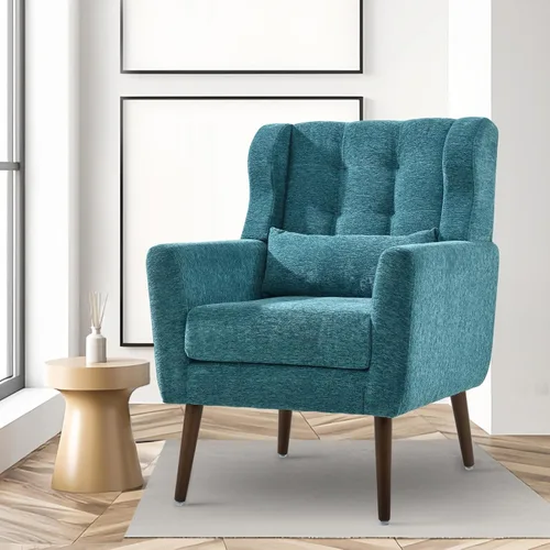 Miniatura 28 de cinkehome Sillas decorativas con brazos para sala de estar, sillón moderno tapizado en chenilla, cómoda silla de salón acolchada y suave