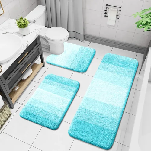 Miniatura 47 de Arotive - Juego de alfombras de baño de 3 piezas, alfombras de baño extra suaves y absorbentes, alfombrillas de baño lavables a máquina y que se