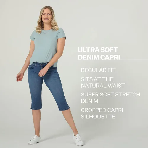 Miniatura 5 de Riders by Lee Indigo Capri de mezclilla ultra suave para mujer