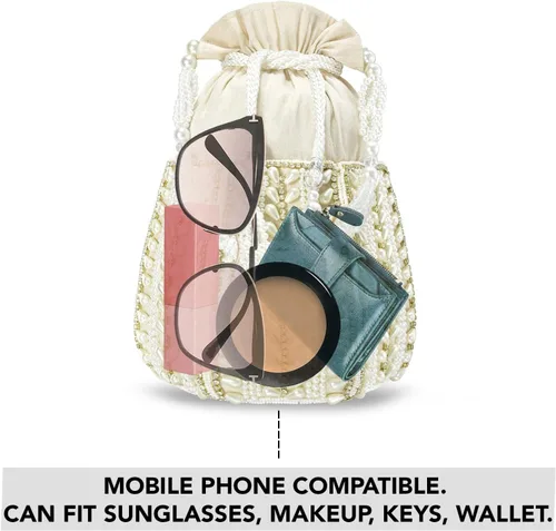 Miniatura 3 de Aheli Potli Bags for Women Evening Bag Clutch Ethnic Bride Purse with Drawstring