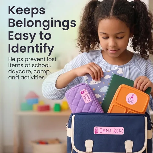 Miniatura 6 de Suministros escolares etiquetas de nombre personalizadas, etiquetas adhesivas de nombre personalizadas lavables para niñas, etiquetas adhesivas