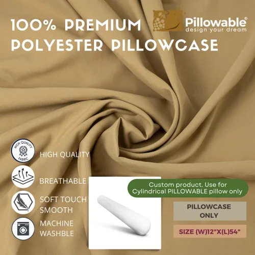 Miniatura 2 de Solo funda - Funda de almohada redonda beige de 54 x 12 pulgadas - Solo funda - Funda de almohada con cremallera - 100% microfibra cepillada - Funda