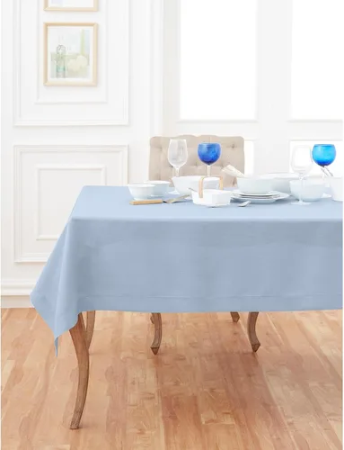 Miniatura 44 de Solino Home Mantel de lino azul polvoriento, 60 x 120 pulgadas, mantel de lino 100% puro con vainica para mesas rectangulares, dobladillo clásico