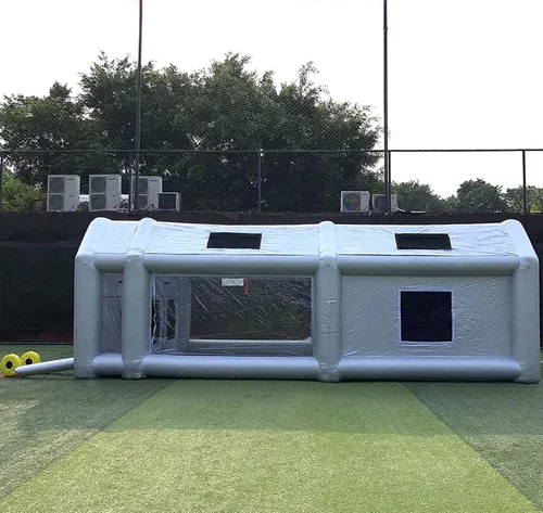 Miniatura 5 de Cabina de pintura inflable de 21.5 x 13 x 9 pies con múltiples filtros de algodón y tres sopladores, cabina de pulverización portátil para piezas
