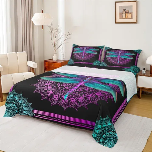 Miniatura 12 de Erosebridal Southwestern - Juego de sábanas y fundas de almohada, juego de sábanas azteca bohemio, diseño hippie de cachemira, tamaño individual