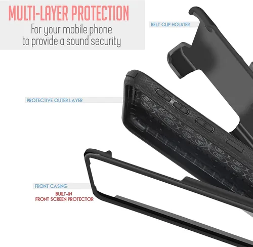 Miniatura 7 de Para Samsung Galaxy S21 6.2 pulgadas 2021, con clip para cinturón, funda resistente de cuerpo completo, protector de pantalla integrado, funda