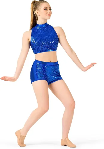 Miniatura 6 de Double Platinum Womens Sequin Mock Neck Crop Top